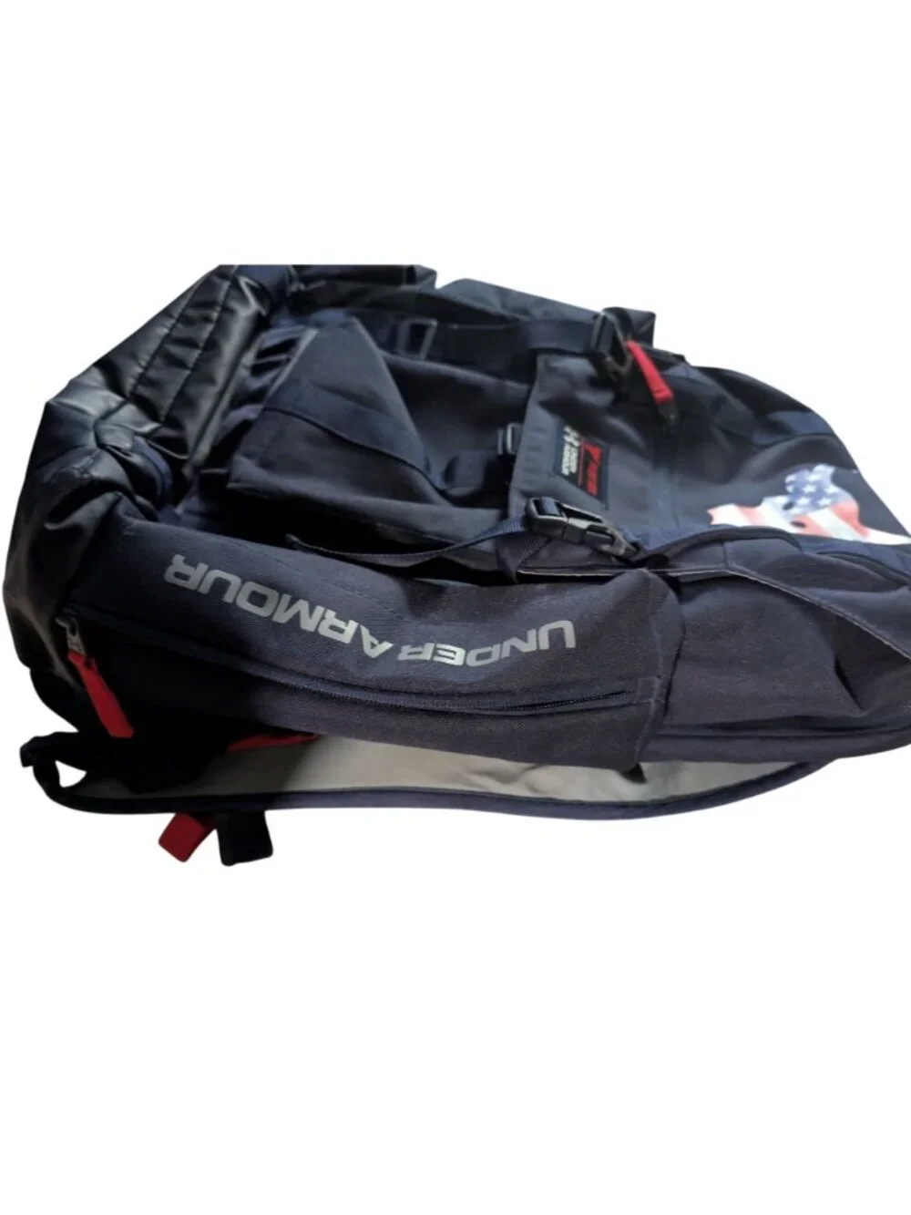 UA Project Rock Freedom Regiment Backpack Brahma Bull USA Flag Gym Bag Navy